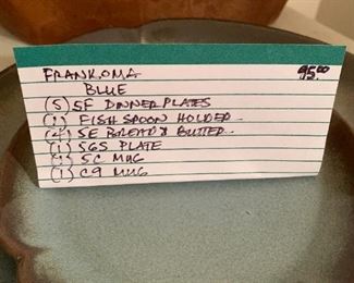 #165	Frankoma Blue - set of Dishes	 $95.00 
