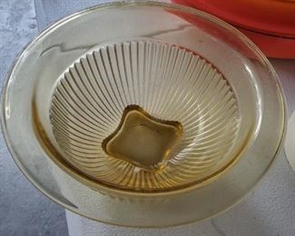 Vintage Ribbed Depression Glass Bowl