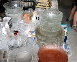 Depression Glass Plates and other Vintage Items.  Beautiful sets to entertain your guests!