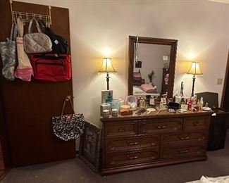 Totes; Candles; Table Lamps; Dresser w/ Mirror; Perfume; Lotions; Hand Mirrors