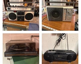 Fisher Turntable; White Westinghouse Boombox; Sound Design Boombox 2289-A;  Sears Boombox 564 Cassette Player FM/AM Radio 564-21840050