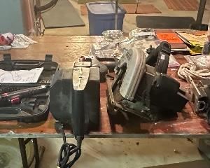Craftsman Cordless Drill and Screwdriver; B&D Belt Sander; B&D Jigsaw; Craftsman Sawmill Circular Saw; Craftsman Electric Drill