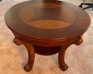 Round Inlaid End Table