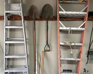 6ft  Keller Aluminum Step Ladder; Shovels; Fiberglass Ladder