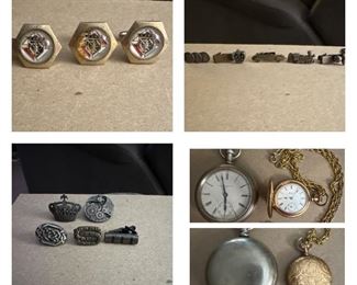 Elgin Pocket watches; Tie Clips; Cuff Links