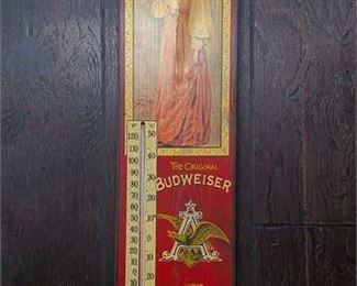 Vintage Budweiser Advertising Wall Thermometer 