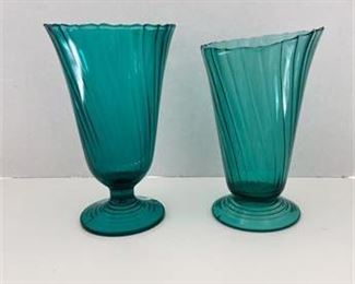 Vintage Jeanette Swirl Ultramarine Vases 