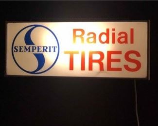 Vintage Semerit Radial Tires Lighted Advertising Display Sign 