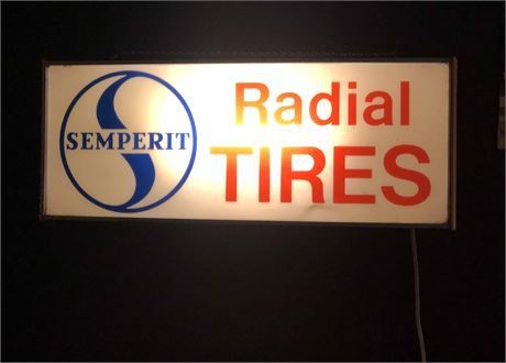 Vintage Semerit Radial Tires Lighted Advertising Display Sign 