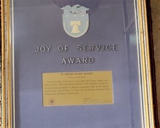 Joy of Service Award 22 x 26