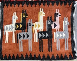 Handmade Peruvian wool wall hanging/rug 26 x 44