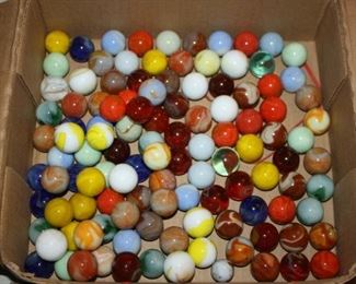There is a great collection of Vintage Marbles. Most of these are around 7/8 inch.  More pictures to come!