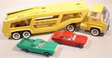 Tonka Toys Vintage Metal Tin Car Hauler Truck and Trailer