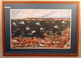 Framed Print of Bird's Eye View of Marblehead Massachusetts in 1867