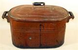 Large Vintage Metal Basin with Lid