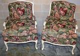 Two Padded Wooden Armchairs