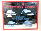 Seagram's 7 Crown Salutes America's Best Mirrored Bar Sign
Includes !-6 Tanker, F-18 Hornet, A-10 warthog, F-14 Tomcat. 17"Tallx 21"Long
