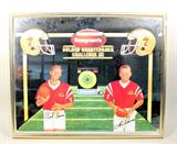 Seagram's Golden Quarterback Challenge III Mirrored Bar Sign
Pictures Bert Jones and Len Dawson 18"Tallx 22"Long