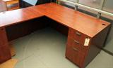 Two Piece Wood Corner Desk
With Five Locking Drawers with Key, Measures Approx 66"x30" and 47"x24"