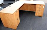 Two Piece Wood Corner Desk
With Five Locking Drawers with Key, Measures Approx 66"x30" and 47"x24"