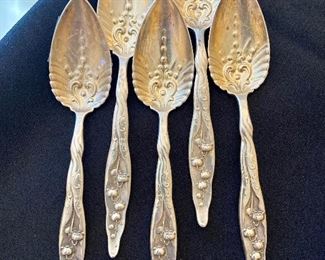 #2).  Whiting “Lily of the Valley” Sterling grapefruit spoons - set of 5
