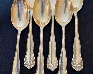 # 14).  Gorham “Lancaster” large sterling serving spoons 