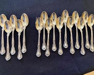 # 17). Gorham "Chantilly" Demitasse Spoons - set of 16 (5 of them are monogrammed)
