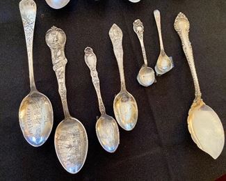 Sterling souvenir spoons, salt spoons and Gorham 
# 25)  Gorham sterling “English Gadroon” jelly spoon

