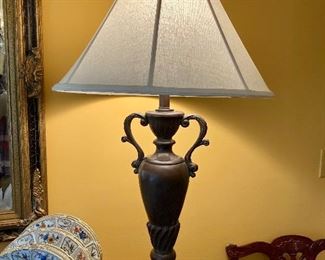 Pair of bronze painted lamps

