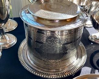 Silver plate biscuit barrel 

