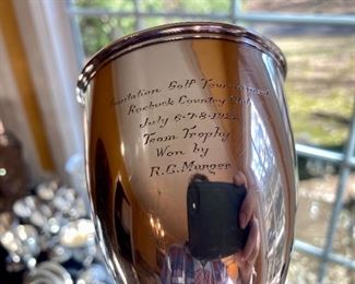 # 69).     Invitation Golf Tournament 
Roebuck Country Club 
July 6-7-8 1922 
Team Trophy 
Won by 
R.C. Munger.  Wallace sterling goblet #2203
$200