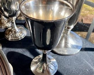 #52). Wallace sterling goblet #3211 with a dent
