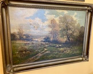  Pastoral landscape oil on canvas by German artist Carl Weber (1855-1935)
With frame, 25.5” wide. 34.5” high