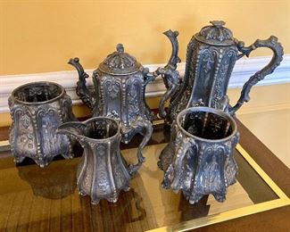 English Pewter tea set by James Dixon and Son