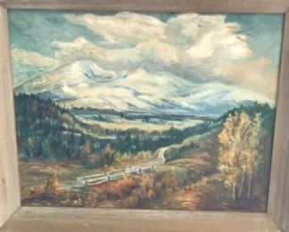 “Capping Snow” oil on canvas by Zola Zaugg, a very collectible Rocky Mountain artist. 