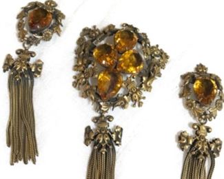 One of a kind earrings and pendant set designed by the famous Joseff of Hollywood, who created Vivian Leigh’s jewelry in Gone With the Wind and Greta Garbo’s in Camille. Adored and collected by Elizabeth Taylor and others. 