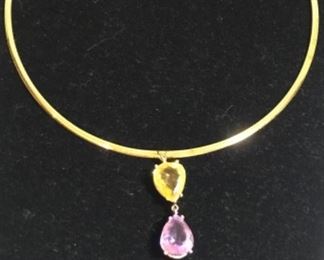 14K necklace with amethyst citrine pendant