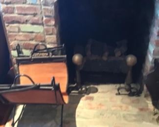 Fireplace log holders, and log holder