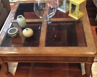 Wood and glass coffee table 