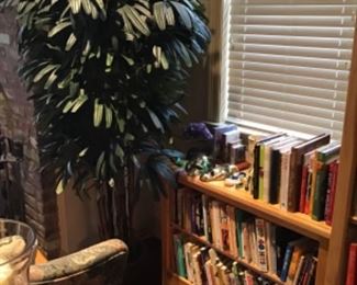 More books and faux foliage