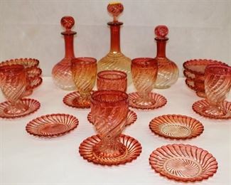 27pc. Baccarat Rose Tiente Decanter Set