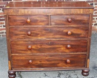 Antique 2 over 3 Mahg. Chest w/ 3 medallion