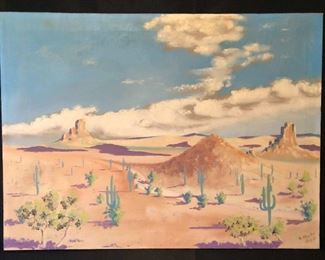 Acrylic Cactus Desert Painting Hand Painted By Family Member