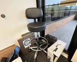 $125 USD     Black Telescoping Office Chair RC122-38      Description: Work in all-day comfort in this black swivel chair with adjustable height. Featuring a thickly cushioned seat and a back contoured for maximum comfort, the chair is a great addition to any office area. Plus, since the seat and back adjust in height, you can be sure that it accommodates virtually any user.

Dimensions: 24 x 28-34 in telescoping

Condition: In very good condition with only very minor signs of wear to be expected with use and age. 

Location: Local pick up during business hours Beaverton, OR 97008. 6th floor suite with elevator access. Contact us for shipper suggestions.      https://goodbyhello.com/products/copy-of-grey-telescoping-office-chair-rc122-37?_pos=3&_sid=16455e41b&_ss=r