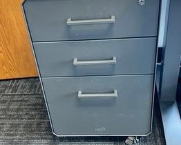 $175 USD      Veridesk 3 Drawer Filing Cabinet on Casters RC122-28      Description: The File Cabinet is your personal filing and storage solution. It’s easy to get organized with 3 soft-close drawers, drawer divider, and dedicated space for your letter or legal-size hanging file folders. Featuring durable powder-coated steel construction, this cabinet ships fully assembled with roll and-lock casters and lockable drawers to safeguard devices and sensitive materials.

• Secure Drawer Lock - 2 Keys Included • Roll-and-Lock Casters Included • 3 Soft-Close Drawer • Ships Fully Assembled • Cable Opening for In-Drawer Charging

Dimensions: 16 x 20 x 26 in

Condition: Used In excellent physical and mechanical condition.  Only superficial signs of wear consistent with age and use. 

Location: Local pick up Portland, OR.  Shipper suggestions on our "need a shipper" tab or available upon request.      https://goodbyhello.com/products/copy-of-hon-3-drawer-filing-cabinet-rc122-17?_pos=12&_sid=1645