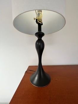 $40 USD     Set of 2 Black Turned Wood Table Lamps RC122-18      Description: Reminiscent of turned wood with roots in Scandinavian craftsmanship. These all-black figurative lamps give a modern and traditional expression.

Dimensions: 13 Diam x 26H

Condition: In very good condition with only very minor signs of wear to be expected with use and age. 

Location: Local pick up during business hours Beaverton, OR 97008. 6th floor suite with elevator access. Contact us for shipper suggestions.      https://goodbyhello.com/products/copy-of-hon-2-drawer-grey-lateral-filing-cabinet-with-cherry-tone-top-rc122-17?_pos=18&_sid=16455e41b&_ss=r