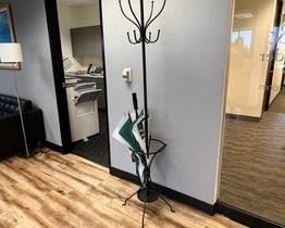 $50 USD      Black Combination Coat and Umbrella Stand RC122-24      Description: Just like with your car keys, having a place to store your umbrella where you can find and get to it quickly is important. A coat stand with an umbrella holder will do just that while providing a stylish element in your hallway or office reception area. 

Dimensions: 13 x 75 in

Condition: In very good condition with only very minor signs of wear to be expected with use and age. 

Location: Local pick up during business hours Beaverton, OR 97008. 6th floor suite with elevator access. Contact us for shipper suggestions.      https://goodbyhello.com/products/copy-of-ikea-arcelstorp-demilune-wall-table-rc122-23?_pos=6&_sid=16455e41b&_ss=r
