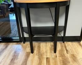 $100 USD      IKEA Arcelstorp Demilune Black / Wood Wall Table RC122-23       Description: Handsome black base with wood half round top. This console is a simple accent for a narrow space.

Dimensions: 32 x 16 x 30 in

Location: Local pick up SW Portland, OR.  Shipper suggestions available upon request.

Condition: LIke new condition       https://goodbyhello.com/products/copy-of-ikea-four-shelf-black-tower-shelving-rc122-22?_pos=16&_sid=16455e41b&_ss=r