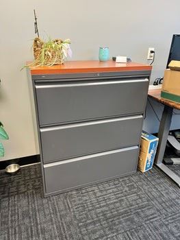 $400 USD     HON 3 Drawer Grey Metal Lateral Filing Cabinet w Laminate Top RC122-11Description: The ultimate in flexibility and modularity. Rich laminate top coordinates easily with any office or home decor. All surfaces are constructed from  premium grade, high performance laminate.

Dimensions: 36 x 19.5 x 32 in

Location: Local pick up SW Portland, OR.  Shipping suggestions available upon request.

Condition: In very good used condition complete with keys.      https://goodbyhello.com/products/copy-of-verisdesk-standing-desk-rc122-10?_pos=31&_sid=d7a4d8c81&_ss=r