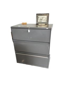 $300 USD     HON 3 Drawer Lateral Filing Cabinet Legal/Letter Dark Grey RC122-8      Description: HON four drawer 36"W lateral file is constructed of heavy gauge steel with a durable powder coat paint finish. Sleek outer case is fused to a nine-point steel grid frame that ensures proper drawer alignment.

Lateral file cabinet has an anti-tip mechanical interlock feature that keeps more than one drawer from opening at a time. Adjustable hang rails in each drawer accommodate letter or legal size file folders. Tamper resistant locks provide security. Cabinet meets ANSI/BIFMA safety standards. 

Dimensions: 36"W x 19.25"D x 42"H

Location: Local pick up SW Portland, Oregon.

Condition: In excellent condition with only very minor signs of wear commensurate of light use.      https://goodbyhello.com/products/copy-of-hon-4-drawer-lateral-filing-cabinet-legal-letter-in-dark-grey-rc121-6?_pos=29&_sid=d7a4d8c81&_ss=r